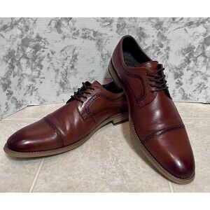 Stacy Adams Dickinson Cap Toe Oxford Dress Shoes Mens 11 Cognac Brown Business